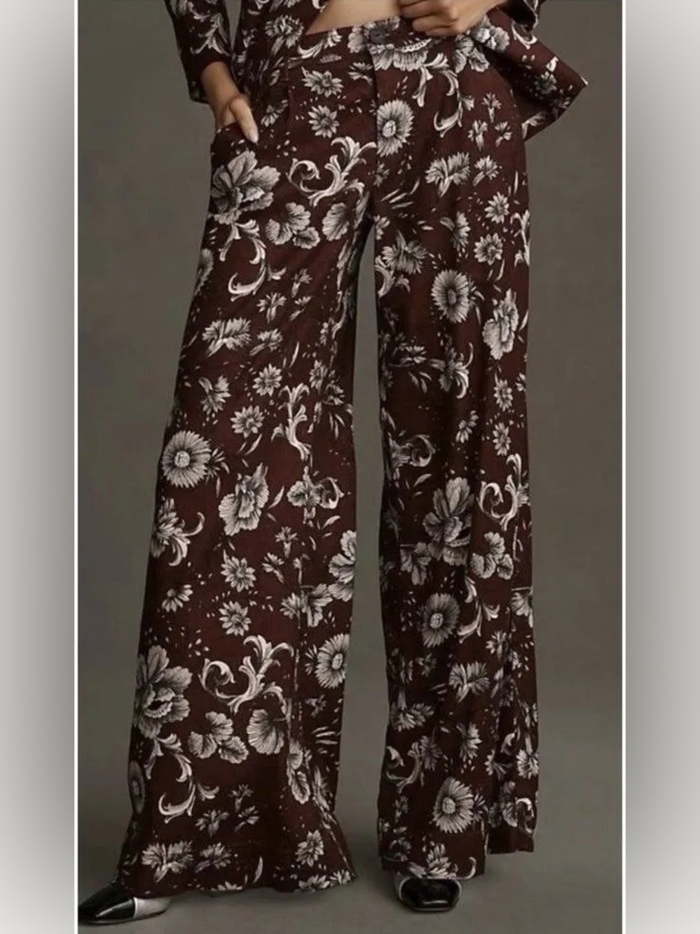 Anthropologie Linen Print Pants NWOT